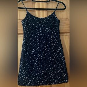 Brandy Melville Black Ditsy Floral Mini Slip Dress Cotton Stretch Y2K 90’s